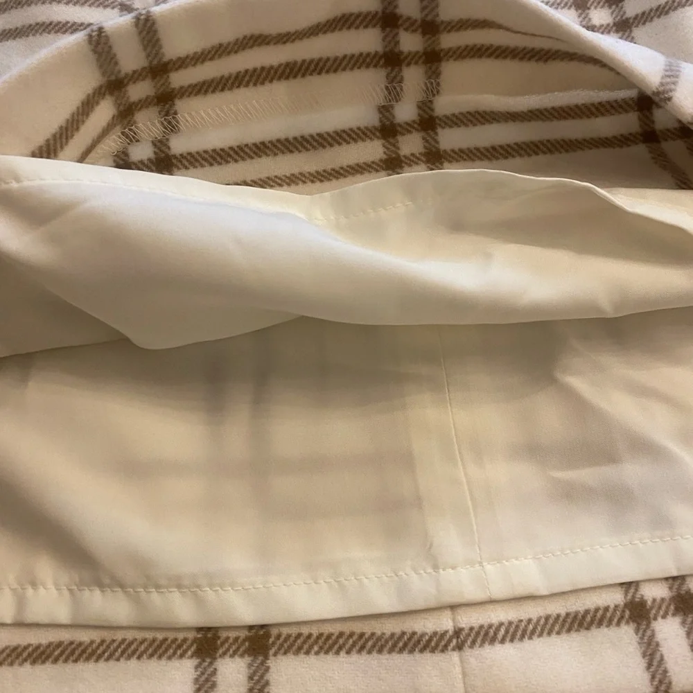 J.Crew Women’s Plaid Lined Skirt Cream Tan Zip On New Size 6